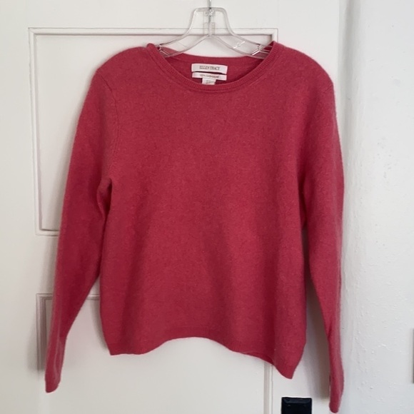 Ellen Tracy Pink Cashmere Crew Neck Sweater - Picture 1 of 5
